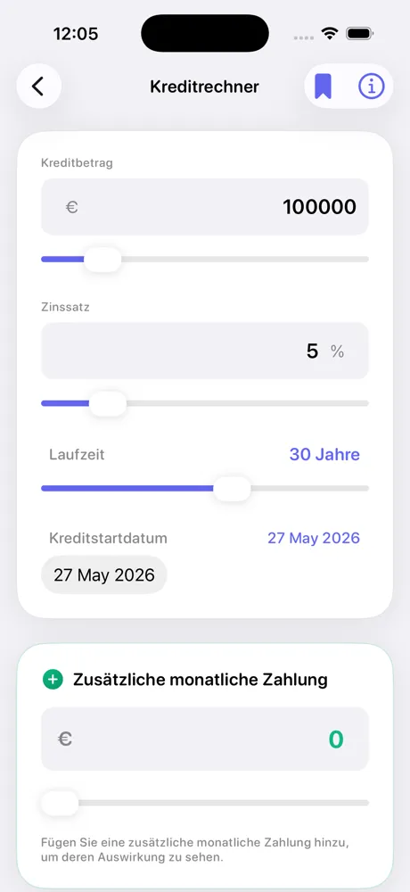 Loan Calculator Pro schnelle Kreditberechnung auf dem iPhone