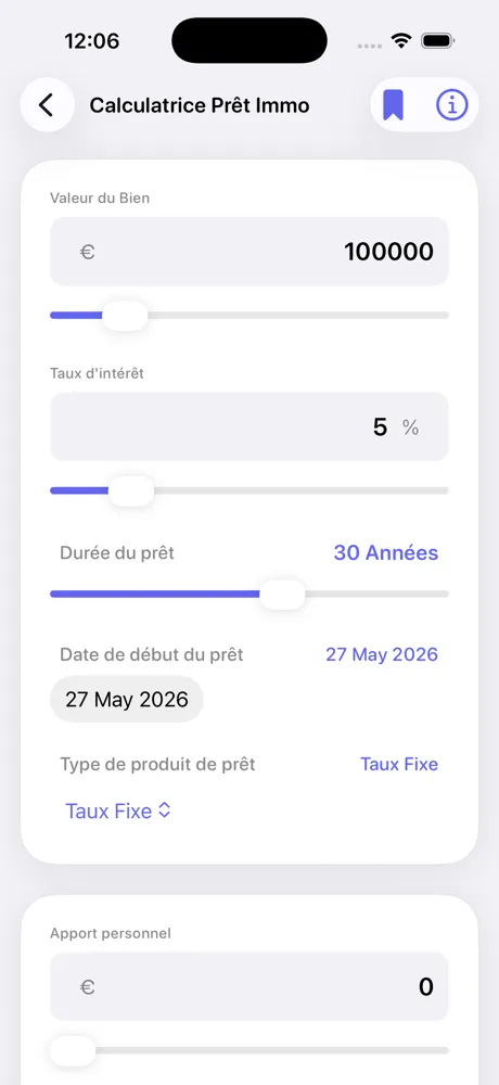 Calcul de mensualité Loan Calculator Pro sur iPhone