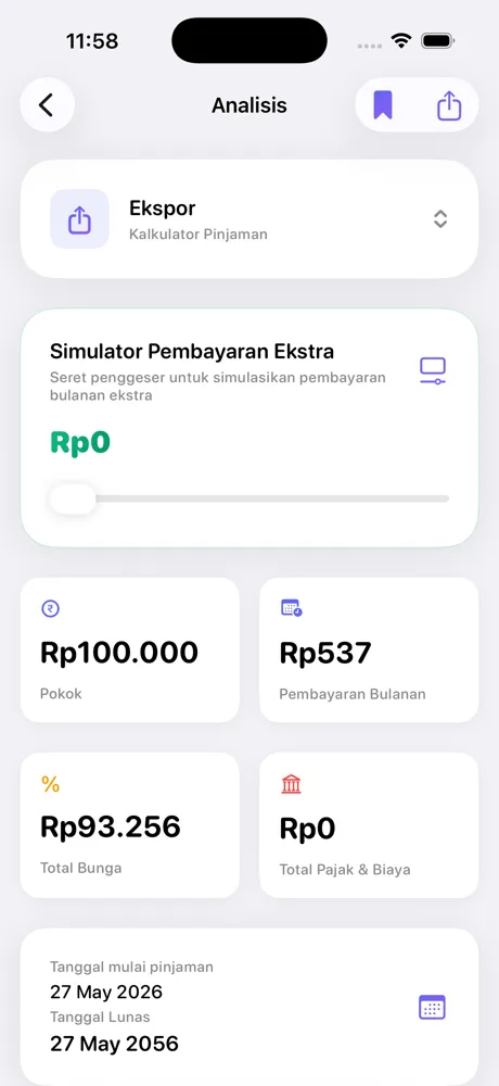 Loan Calculator Pro payment calculation screen on iPhone