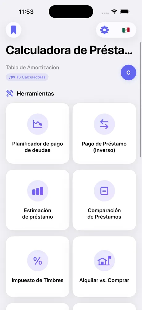 Lista de calculadoras de Loan Calculator Pro en iPhone