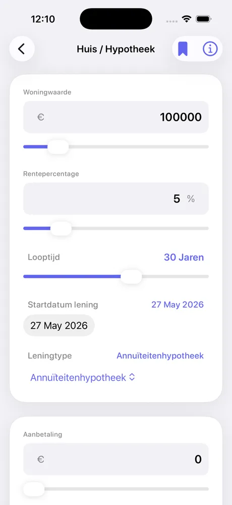 Loan Calculator Pro payment calculation screen on iPhone