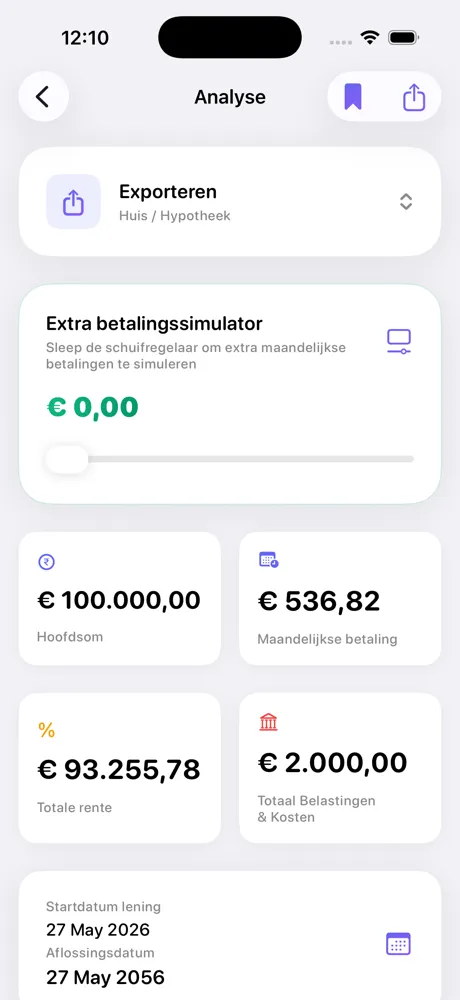 Loan Calculator Pro loan analysis screen on iPhone