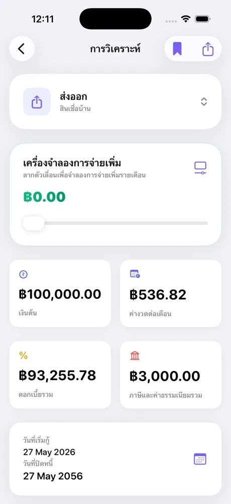 Loan Calculator Pro loan analysis screen on iPhone