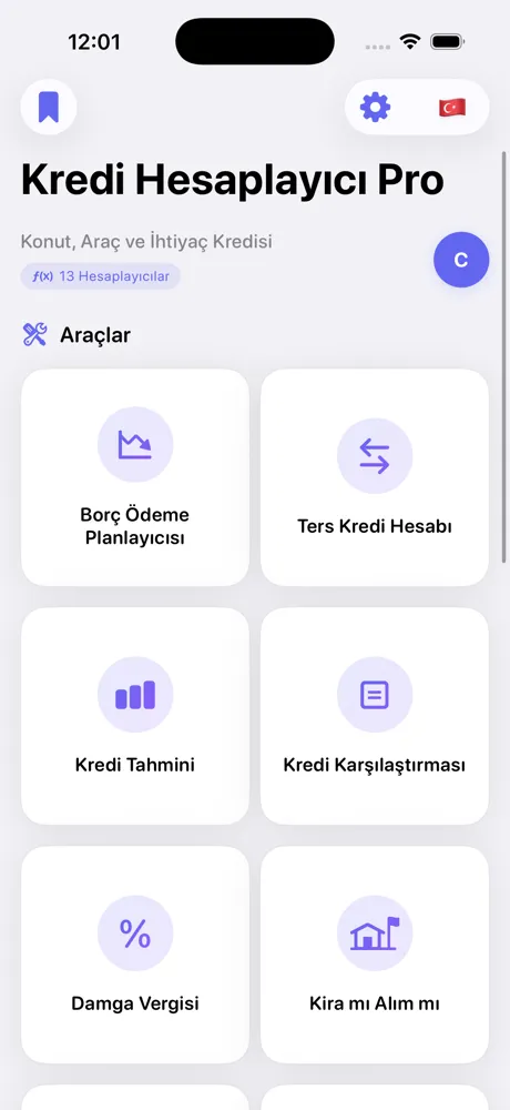 Loan Calculator Pro calculator list on iPhone