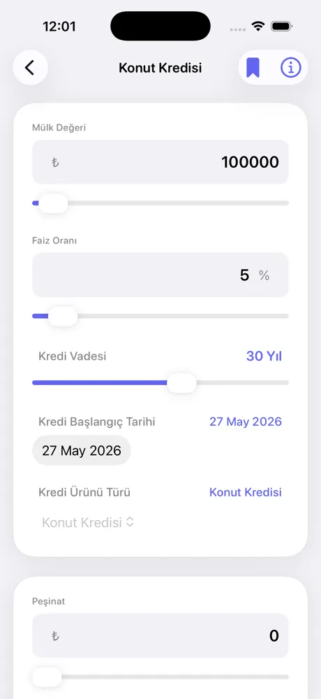 Loan Calculator Pro payment calculation screen on iPhone