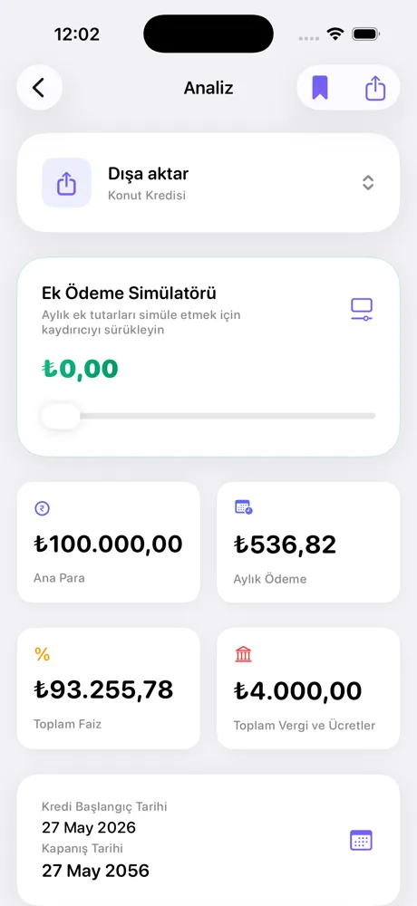 Loan Calculator Pro loan analysis screen on iPhone